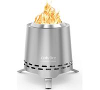 Foyer Table Smokeless Bol de feu avec support pour casseroles et sac de rangement Combustion sûre - Fonctionne avec des pellets ou du bois Cônique argenté