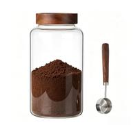 Foyofly Petits bocaux en verre avec couvercle à vis et couvercles en bois hermétiques pour cuisine, sel de mer, paprika, herbes, cannelle, café, assaisonnement, fermentation, marinage (1 x 2300 ml)