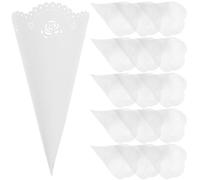FOYTOKI 20 Cônes en Papier Kraft Blanc pour Confettis à Pétales, Porte-confettis Creux Pratiques et Résistants, Décoration Vintage pour Mariage et Fête, Lot de 20 Pièces