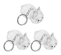 FOYTOKI 3 Pièces Porte-clés Souvenir pour Poils D'animaux, Porte-poils D'animaux Transparent, Capsule à Mémoire en Poils de Lapin, Fermeture Sécurisée, Plastique et Métal, Compact,