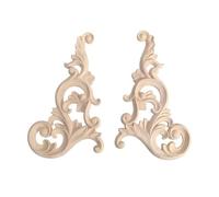 FOYTOKI Appliques en Bois Sculpté Décoratif 2 Pièces Beige pour Décoration de Portes de Meubles, Style Classique Délicat, Facile à Peindre