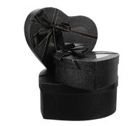 FOYTOKI Coffret Présent Saint-valentin 3 Pièces de Cœur, Boîte Décorative en Plastique et Papier, Rangement Polyvalent pour Bonbons et Fleurs, Noir Élégant