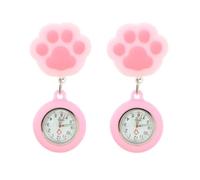 FOYTOKI Montre à Gousset Design Créatif Installation Solide 2pcs et Silicone Rose Forme Patte de Chat pour Infirmière Étudiants en Soins et Médecins