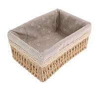 FOYTOKI Organiseur Cosmétique en Rotin Rectangulaire avec Doublure en Tissu, Grande Capacité, Style Rustique pour Chambres d'Hôtes et Bureaux