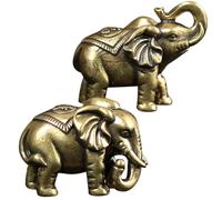 FOYTOKI Ornement en Laiton éléphant Vintage 2pcs décoration de Table pour Bureau, Figurine dorée, Lot de 2 pièces