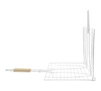 FOYTOKI Panier à Grillades avec Double Grille et Verrou Latéral en Fer Galvanisé Argenté Pliable pour Barbecue Extérieur Viande et Légumes