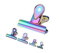 FOYTOKI Pinces à Papier Forte Tenue Lot de 5 Arc-en-ciel en Acier Inoxydable Forme Goutte D'eau Charnière pour Bureau et Organisation au Magasin