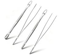 Foyucool 4 Pcs Pince de Cuisine Extra Longue 33cm, Tenaille de Précision | Pince de Chef en Acier Inoxydable (2 Bouts Plats & 2 Bouts Fins), pour Cuisson, BBQ, Dressage et Pâtisserie