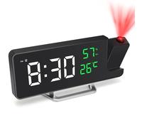 Foyucool Réveil à Projection sur Secteur, Horloge Numérique de Chevet (Sauvegarde par Piles), Projecteur 180° Plafond Mur, Port USB, Date et Température, pour Gros Dormeurs