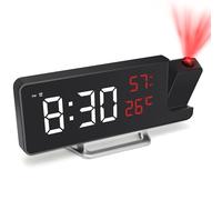 Foyucool Réveil à Projection sur Secteur, Horloge Numérique de Chevet (Sauvegarde par Piles), Projecteur 180° Plafond Mur, Port USB, Date et Température, pour Gros Dormeurs