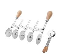 Foyucool Roulette à Pâtisserie avec Poignée en Bois, 5 Roues | Coupe Pâte Multi-Roues, Largeur Réglable, Acier Inoxydable Qualité Alimentaire pour Pizzas, Pains et Gâteaux