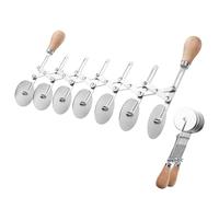 Foyucool Roulette à Pâtisserie avec Poignée en Bois, 7 Roues | Coupe Pâte Multi-Roues, Largeur Réglable, Acier Inoxydable Qualité Alimentaire pour Pizzas, Pains et Gâteaux