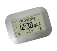 Fpbiagoq Horloge de bureau murale numérique contemporaine Grand écran LCD Capteurs de température Fonction Snooze 2 alarmes Fonctionnement à piles Réveil avec calendrier