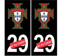FPF Portugal numéro au choix fond noir sticker autocollant plaque immatriculation auto (angles: angles droits)