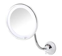 FPHADO Miroir blanc en PVC avec rotation à 360 degrés LED 10 x avec ventouse puissante, miroir portable sans fil pour voyage, maison