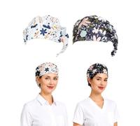 FPIJMG Calot Femme Lot de 2 - Bonnet Cuisine Floral Sans Bordure, Tissu Respirant & Antidérapant, Confort Hygiénique Optimal pour Restauration & Hobby
