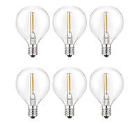 Fpreeza Lot de 6 ampoules LED G40 de rechange, culot à vis E12, incassables, pour guirlandes lumineuses solaires Blanc chaud