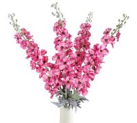 Fqueelvys Lot de 4 Fleurs artificielles en Delphinium Rose à Tige Longue pour Grands vases de 106,7 cm, Fleurs artificielles réalistes en Soie pour décoration de Table de Maison, Mariage, Arrangement