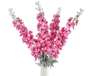 Fqueelvys Lot de 4 Fleurs artificielles en Delphinium Rose à Tige Longue pour Grands vases de 106,7 cm, Fleurs artificielles réalistes en Soie pour décoration de Table de Maison, Mariage, Arrangement