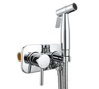 FQYEP Douchette Toilette Encastrable Pulvérisateur De Bidet Portable En Laiton Robinet Toilette WC Chaud Et Froid À Levier Unique avec Support Et Tuyau,Chromé
