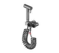 FQYEP Ensemble De Douchette De Bidet À Montage Mural En Laiton | Gris Pistolet Kit Douchette WC Complet Double Sortie avec Tuyau Adapté À L'Hygiène Personnelle
