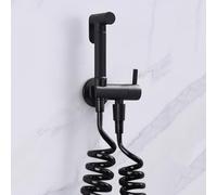 FQYEP ensemble De Douchette De Bidet en Laiton Doccetta Per Bidet | Pulvérisateur De Bidet À Main Mural Eau Froide Uniquement Douchette WC avec Tuyau Adapté Aux Salles De Bains,Noir