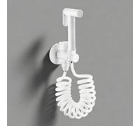 FQYEP ensemble De Pulvérisation pour Toilettes en Laiton Douchette WC G1/2" | Pulvérisateur De Bidet Mural avec Valve D'Angle et Tuyau Adapté Au Rinçage Des Couches et Les Serpillères,Blanc