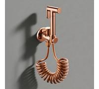FQYEP ensemble De Pulvérisation pour Toilettes en Laiton Douchette WC G1/2" | Pulvérisateur De Bidet Mural avec Valve D'Angle et Tuyau Adapté Au Rinçage Des Couches et Les Serpillères,Or Rose