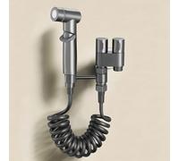 FQYEP Ensemble De Pulvérisation pour Toilettes En Laiton Mural G1/2 | Gris Pistolet Valve D'Angle À Double Sortie Support Rotatif À 360° avec Tuyau Adapté Au La Salle De Bain