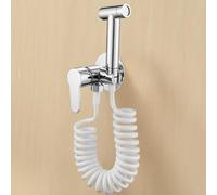 FQYEP Ensemble De Toilettes Bidet Portatif Robinet Toilette WC Chaud Et Froid Douchette WC Portable En Laiton,Chromé