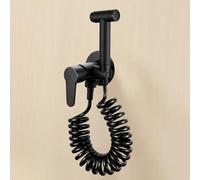 FQYEP Ensemble De Toilettes Bidet Portatif Robinet Toilette WC Chaud Et Froid Douchette WC Portable En Laiton,Noir