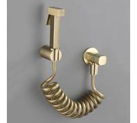 FQYEP Kit De Douchette De Bidet Pulvérisateur Douchette Toilette WC En Laiton Livré avec Tuyau,Vanne D'Angle Et Support Mural Adapté Au Nettoyage Des Sols,Or Brossé
