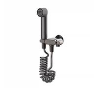 FQYEP Kit Douchette WC Complet Kit Hygiene WC Gris Pistolet | Laiton avec Vanne D'Angle À Double Sortie G1/2 Convient pour La Salle De Bain et Le Nettoyage Des Sols