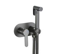 FQYEP Kit Douchette Wc Encastré Pulvérisateur de Bidet de Toilette Gris Chaude et Froide,Tuyau en Acier Inoxydable A