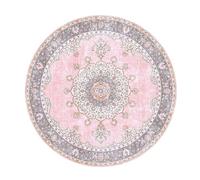 FRAAI | Home & Living Tapis de Salon Rond Vintage - Lily Medallion Rose - Ø 120cm - Vintage, Oriental, Persan - Round
