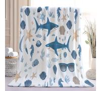Frais Cartoon Imprimées Confortable Couverture, Requin Hippocampe Plante
