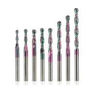 Fraise à bout sphérique en carbure à 2 cannelures, Super revêtement, for la coupe de l'aluminium, tige de 3.175mm, fraise CNC(3.175x2x22)