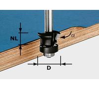 Fraise à chanfreiner et à affleurer Festool HW, tige de 8 mm, HW S8 D24/0° +45° | 491026