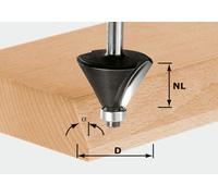 Fraise à chanfreiner Festool HW, queue de 8 mm, HW S8, D25,7/25,7/15° | 491132