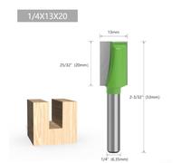 Fraise à Fond Plat Carbure, Queue 6.35mm, pour bois Dur Fraise(13×20mm) | pour bois Dur et MDF, Nettoyante, pour idéal Ébénistes, Corps Acier Trempé, Queue 6.35mm