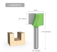 Fraise à Fond Plat Carbure, Queue 6.35mm, pour bois Dur Fraise(20×16mm) | pour bois Dur et MDF, Nettoyante, pour idéal Ébénistes, Corps Acier Trempé, Queue 6.35mm