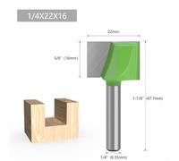 Fraise à Fond Plat Carbure, Queue 6.35mm, pour bois Dur Fraise(22×16mm) | pour bois Dur et MDF, Nettoyante, pour idéal Ébénistes, Corps Acier Trempé, Queue 6.35mm