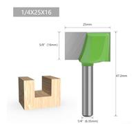 Fraise à Fond Plat Carbure, Queue 6.35mm, pour bois Dur Fraise(25×16mm) | pour bois Dur et MDF, Nettoyante, pour idéal Ébénistes, Corps Acier Trempé, Queue 6.35mm