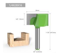 Fraise à Fond Plat Carbure, Queue 6.35mm, pour bois Dur Fraise(28×16mm) | pour bois Dur et MDF, Nettoyante, pour idéal Ébénistes, Corps Acier Trempé, Queue 6.35mm