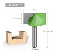 Fraise à Fond Plat Carbure, Queue 6.35mm, pour bois Dur Fraise(30×16mm) | pour bois Dur et MDF, Nettoyante, pour idéal Ébénistes, Corps Acier Trempé, Queue 6.35mm