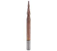 Fraise à fraiser R0,5×15×D4×50 à tête sphérique conique en acier au tungstène, fraise à bout sphérique hélicoïdale avec revêtement en bronze pour le rainurage et le découpage de
