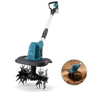 Fraise à gazon électrique - Moteur sans balais de 550W - Motobineuse / cultivateur pour le travail du sol - Fonctionne sur batterie - Couleur : bleu