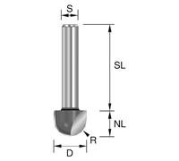 Fraise à gorge BRÜCK HW type 240 Z2 D=20 mm, NL=16 mm, S=8x32 mm, R=10 mm | 2401003