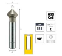 Fraise à Lamer HSS Co 5% ALUNIT DIN 335 C - Métaux, s 90° D. 25 x Lt. 67 x d. 3.8 x Q. 10 mm x Z3 - Diamwood