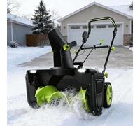 Fraise à Neige sans Fil 40 V avec Moteur sans balais et goulotte orientable | Éclairage LED, projection 7,6 m, démarrage en deux étapes, pour déneiger les allées et trottoirs(2 batteries)
